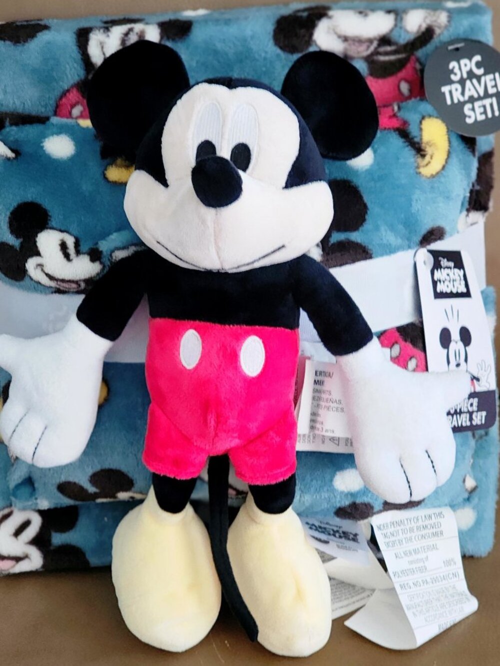 Disney Mickey Mouse "3 Piece " Travel or Bedtime Set"NWT